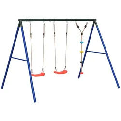 vidaXL Spielturm Schaukel-Set mit Schaukelsitzen und Kletterschaukel rot