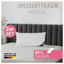SPESSARTTRAUM Daunenkissen FIRST CLASS, Füllung: 60% Daunen, 40%Federn, Bezug: 100% Baumwolle, hergestellt in Deutschland, allergikerfreundlich weiß 40 cm x 80 cm