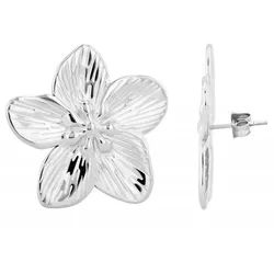 Adelia ́s Paar Ohrhänger Damen Ohrstecker aus Edelstahl mit Blume silberfarben