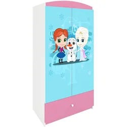 Raumhirsch Furniture Kinderkleiderschrank mit liebevollen Motiven - Kleiderschrank für Kinder (Kinderzimmerschrank für Mädchen, Mit Ablagefächern & Kleiderstange) hochwertige Verarbeitung, sanfte Farben, verschiedene Designs rosa