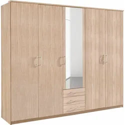 priess Kleiderschrank Husum mit dekorativen Kranz, wahlweise mit Schubkästen beige 231 cm x 196 cm x 57 cm