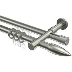 GARDINENSTANGE RUNDROHR-INNENLAUF Prestige Samanto 100 cm, 2-läufig, 20 mm Ø Edelstahl-Optik