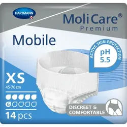MoliCare® Premium Mobile Inkontinenzslip, 6 Tropfen, Zur Anwendung bei schwerer Inkontinenz, 1 Beutel = 14 Stück, Größe XS/0, Bauchumfang 45-70 cm