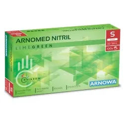 ARNOMED Nitril Lime Green Einmalhandschuhe, puderfrei, grün, Elastische Nitrilhandschuhe mit einem hervorragenden Tastempfinden, 1 Packung = 100 Stück, Größe S