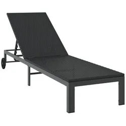 vidaXL Gartenliege 206 x 62,5 x 74 cm Sonnenliege mit Rädern Schwarz Polyrattan schwarz
