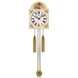 AMS Pendelwanduhr Mechanische Wanduhr mit Gewichten und Pendel H835 (handbemaltes Zifferblatt) bunt