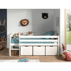 Vipack Hochbett , Weiß , Holzwerkstoff , Kiefer , Höhe ca. 20 cm , 90x200 cm , Lattenrost,nicht verstellbar , Babymöbel & Kindermöbel, Kinderzimmer & Jugendzimmer, Kinderbetten, Hochbetten