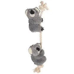 Flamingo Tierkuscheltier Hundespielzeug zwei Koalas Hangta mit Seil grau