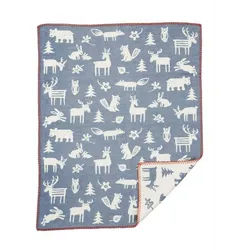 Wolldecke Baumwolldecke Forest blau 70x90 cm Kuscheldecke, Klippan Yllefabrik blau
