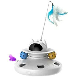 Yuede Tier-Intelligenzspielzeug Katzenspielzeug, Elektrisches Katzenspielzeug,lustige Katzenspielzeug, Infrarot mit Bewegungssensor,bequem und einfach,intelligent elektrisch abnehmbar, Katzenspielzeug Auto matische Intelligente Teaser Stick Leaky Ball Haustierprodukte Katzenspielzeug Elektrische Infrarot mit Bewegungssensor Infrarot-Umweltschutz und stabileres Haustier-Smart-Spielzeug weiß