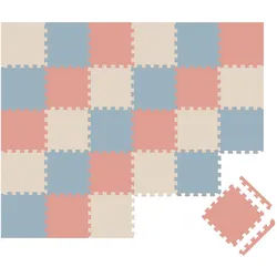 Littletom Spielmatte mit Rand - 270/90/1 cm Puzzlematte Rosa Blau Beige , Kunststoff , Rechteckig , 30x30 cm , waschbar , Teppiche und Böden, Teppiche, Kinderteppiche