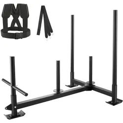 VEVOR Gewichtstrainingsschlitten, Pull-Push-Power-Schlitten mit Griff, Fitness-Kraft-Widerstandstraining, Trainingsgerät aus Stahl für sportliche Übungen, Passend für 2-Zoll-Gewichtsplatten, Schwarz