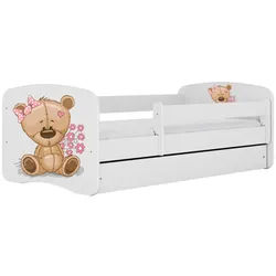 Raumhirsch Furniture Kinderbett Teddybärblumen mit Schublade und Matratze 160/80 , Weiß , Holzwerkstoff , Rechteckig , 80x160 cm , FSC 100% , Babymöbel & Kindermöbel, Kinderzimmer & Jugendzimmer, Kinderbetten
