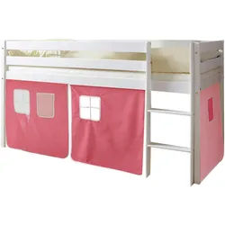 Mid.you Hochbett , Rosa, Weiß, Pink , Holz , Kiefer , vollmassiv , Höhe ca. 16 cm , 90x200 cm , nur für Rollroste geeignet , Babymöbel & Kindermöbel, Kinderzimmer & Jugendzimmer, Kinderbetten, Hochbetten