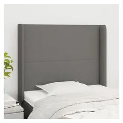 vidaXL Bett, Kopfteil mit Ohren Dunkelgrau 83x16x118/128 cm Stoff