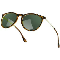 LuxusKollektion Retrosonnenbrille Sonnenbrille Polarisierte Damen UV400 Cateye Retro Leoparden Grün