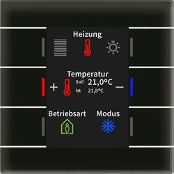 MDT BE-GT2TS.02S KNX Glastaster II Smart mit Farbdisplay und Temperatursensor, Schwarz