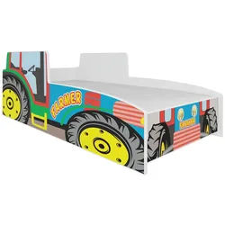 Feldmann-Wohnen Kinderbett Traktor Farmer weiß / Motiv Farmer Traktor 84 / 165 / 49cm , Weiß , Holzwerkstoff , Rechteckig , 80x160 cm , Babymöbel & Kindermöbel, Kinderzimmer & Jugendzimmer, Kinderbetten