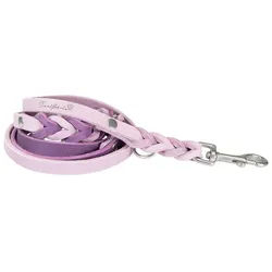 Trendfährte Führleine Trendfährte Hundeleine Leder - 3-fach verstellbar, Leder (1-tlg), drei fröhlichen Farbkombinationen lila S | 1,2 cm x 2 m