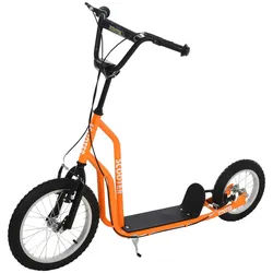 Homcom Kinderroller ab 5 jahre Scooter Cityroller Kinder Luftreifen verstellbar Orange , Metall , 58x88x135 cm , unisex , Spielzeug, Kinderfahrzeuge