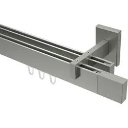 GARDINENSTANGE INNENLAUF Smartline Lox 280 cm (geteilt in 2 x 140 cm), 2-läufig, 14x35 mm Edelstahl-Optik