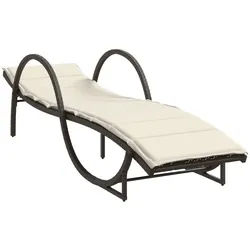 vidaXL Gartenliege Sonnenliege mit Auflage Braun 60x199x42 cm Poly Rattan, 1 St. braun