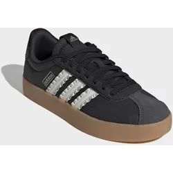 Sneaker ADIDAS SPORTSWEAR "VL COURT 3.0", Damen, Gr. 37, core schwarz, core weiß, cyber metallic, Leder, Textil, Schuhe Sneaker