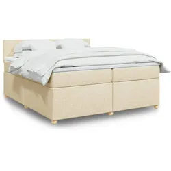 vidaXL Boxspringbett, Boxspringbett mit Matratze Creme 200x200 cm Stoff