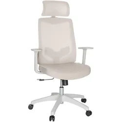 Mid.you Drehstuhl , Hellgrau, Beige , Kunststoff , Drehkreuz , 69x115x68 cm , Wippfunktion, Sitzfläche 360° drehbar, ergonomische Rückenlehne , Büromöbel, Bürostühle, Drehstühle
