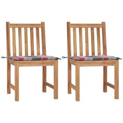vidaXL Gartenstuhl Gartenstühle 2 Stk. mit Kissen Massivholz (2 St) rot