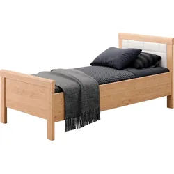 priess Einzelbett Arnsberg, Komforthöhe mit gepolstertem Kopfteil braun 108 cm x 208 cm x 49 cm