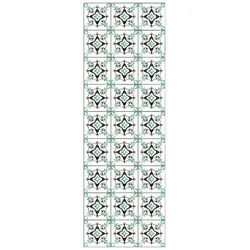 Bilderdepot24 Teppich Teppich Vinyl Flur Küche Fliesen Muster funktional lang modern, Läufer - türkis glatt, nass wischbar (Schmutz, Tierhaare) Saugroboter & Bodenheizung geeignet grün 100 cm x 300 cm