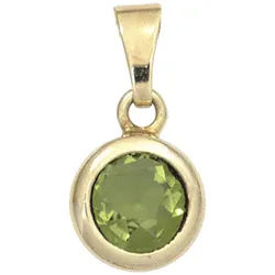 JOBO Runder Anhänger, rund 585 Gold mit Peridot gelb|goldfarben