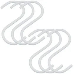 SO-TECH® S-Haken für Rundstäbe bis Ø 30 mm für Garderoben, Küchenreling uvm., (Spar-Set, 6-St), Weiß Satin pulverbeschichtet weiß
