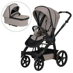 Hartan Kinderwagenset , Sandfarben , Textil , 3-teilig , 58x120x102 cm , EN 1888, UV 50+, AZO-frei, Made in Germany , Feststellbremse, Fußstütze abklappbar, Federung, kugelgelagerte Räder, 5-Punkte-Gurt, Handbremse, für Babyschale geeignet, Griff in Lederoptik, Sitz umsetzbar, Reflektorstreifen, abnehmbarer Schutzbügel,5-Punkt-Gurt, Gurtschoner, Schutzbügel abnehmbar, Sitz umsetzbar,Matratze , Baby on Tour, Kinderwagen, Kombikinderwagen