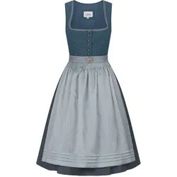 Dirndl NÜBLER "Dirndl midi Gudrun", Damen, Gr. 46, EURO, blau (petrol), Obermaterial: 100% Polyester PES., Kleider
