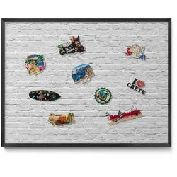 Tulup Magnettafel 80x60 cm Schwarzer Rahmen Ziegelwand Helle Wand , Schlammfarben , Metall , Rechteckig , 80x60x0.4 cm , Bilder & Rahmen, Pinnwände & Magnettafeln