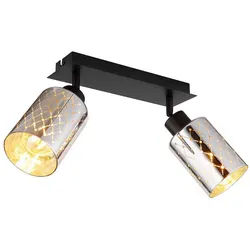 GLOBO LIGHTING Deckenleuchte, Leuchtmittel nicht inklusive, Deckenlampe Deckenleuchte Spotlampe beweglich Glas verchromt 2 silberfarben
