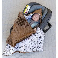 Loolay Babytrage Einschlagdecke für Kinder Autositz und Babyschale Babytrage 90 x 90 cm (MINKY/ Baumwolle Kuscheldecke Kinderwagendecke Babydecke, Neugeborene Babyausstattung PREMIUM Geschenk), LOOLAY® - 100% Europäische Stoffe und Kleinserien-Nähen! braun