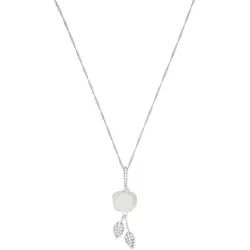 Kette mit Anhänger AMOR "Rosenblüte/Blätter", silber (silberfarben, weiß), Halsketten, Damen, Silber 925 (Sterlingsilber), L: 42 B: 1mm, mit Zirkonia (synth.) - mit Perlmutt, B:1mm
