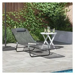 vidaXL Gartenliege, Klappbare Sonnenliege Grau 182 x 55 x 85,5 cm Textilene