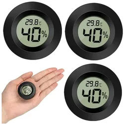 Olotos Hygrometer Digitales Thermo-Hygrometer Thermometer Temperatur Messgerät 3er-Set, Mini LCD für Kontrolle Innenraum Luftfeuchtigkeit Kühlschrank schwarz
