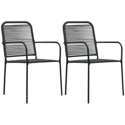 vidaXL Gartenstuhl Gartenstühle 2 Stk. Baumwollseil und Stahl Schwarz (2 St) schwarz