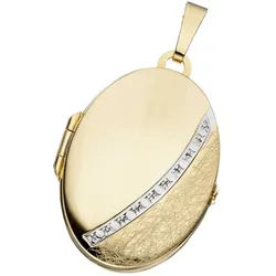 JOBO Medallionanhänger Anhänger Medaillon oval, 333 Gold bicolor gelb|goldfarben