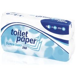 Toilettenpapier Super Soft, 3-lagig, hochweiß, Extraweiches Klopapier mit Blüten-Prägung, 1 Palette = 18 Pakete à 9x8 Rollen, Blattmaße: 9,5 x 11 cm