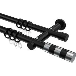 GARDINENSTANGE Platon Mavell 480 cm (geteilt in 3 x 160 cm), 2-läufig, 20 mm Ø Schwarz