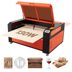 VEVOR CO2-Lasergravierer 130 W, 1400x900 mm Arbeitsbereich, Lasergravier- & Schneidemaschine mit Wasserkühler, 2-Wege-Pass-Air-Assist, 1200 mm/s Geschwindigkeit, für Holz, Acryl & Glas