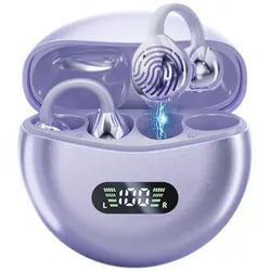 Toomoke Open Ear Kopfhörer, In Ear Ohrhörer, Bluetooth 5.4 Sport-Kopfhörer Open-Ear-Kopfhörer (Reduzierung des Anrufrauschens und Intelligente Bassoptimierung, Offenes Ohrclip-Design, HiFi Stereo, 60 Std Laufzeit, IPX4 Wasserdichte Kabellose Sport Bluetooth Kopfhörer, für Übung, Büro und Langzeitgebrauc) lila