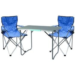 Mojawo Polstergarnitur 3-teiliges Campingmöbel Set blau 2x Stuhl inkl. Tasche + 1x Tisch