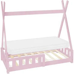 Ml-Design Kinderbett Tipi mit Matratze 70x140 cm Rosa , Pink , Holz , Kiefer , Rechteckig , 70x140 cm , Babymöbel & Kindermöbel, Kinderzimmer & Jugendzimmer, Kinderbetten, Spielbetten